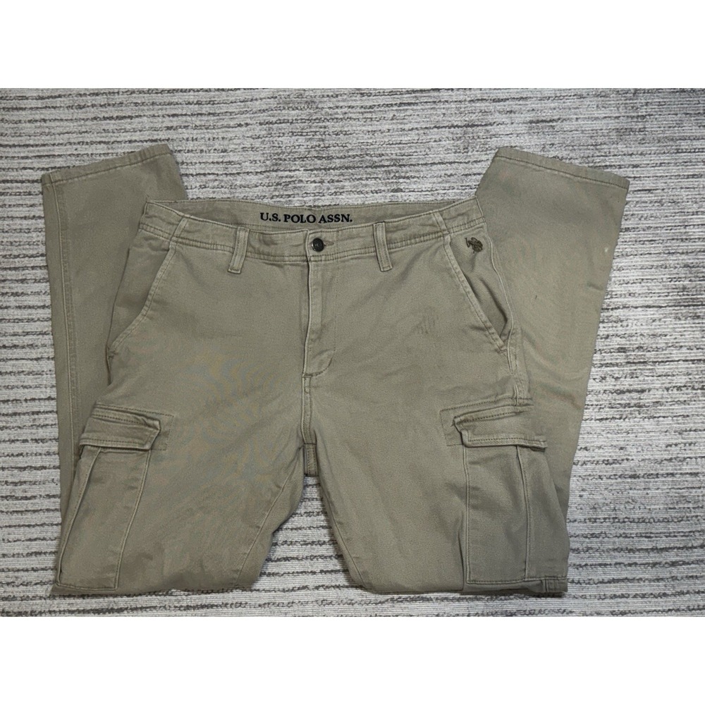 U.S. Polo Assn Men's Cargo Pants Khaki Beige Straight Leg 34x32 Utility